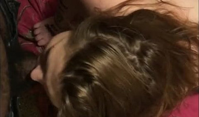 Magnetic brunette hottie stuffing her mouth with a thick black cock