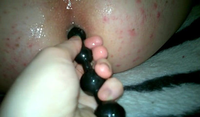 Wife sucks my huge dick and fucks me with anal beads