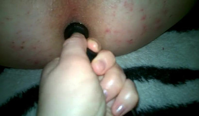 Wife sucks my huge dick and fucks me with anal beads