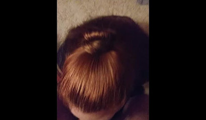 Redhead has a fat one to suck and swallow with desire