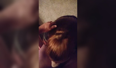 Redhead has a fat one to suck and swallow with desire