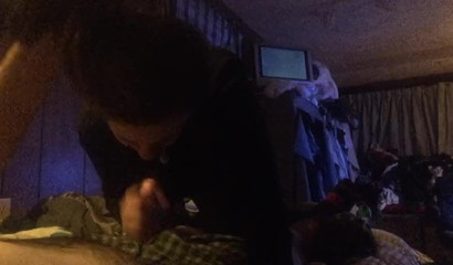 Blowing on that cock until it is left brain dead