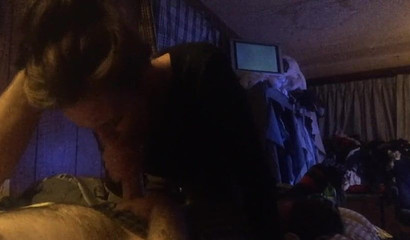 Blowing on that cock until it is left brain dead