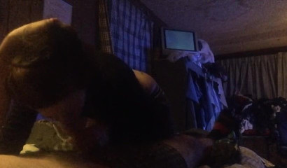 Blowing on that cock until it is left brain dead