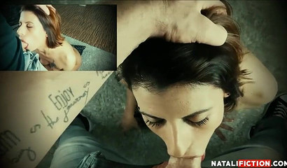 Inked amateur babe Natali takes my dick in her mouth and sucks it