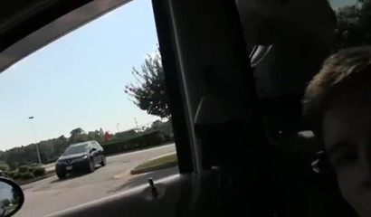 Busty teen shamelessly sucks a dick in the car