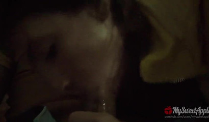 Bus cock jerking and then the party blowjob in one day