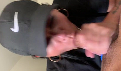 Tatted Latina sucking a dick like she needs to win the Olympics