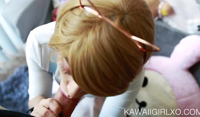 Brown-haired girlfriend Kawaii Girl blowing a cock in hd porn